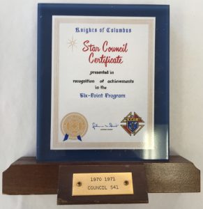 Star Council Certificate 1970-1971